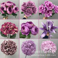 Purple Artificial Flower Wedding Flower for Wedding Light Purple Dark Purple Hydrangea Rose Craft Flower Arrangement Wedding Road Lead Background. 