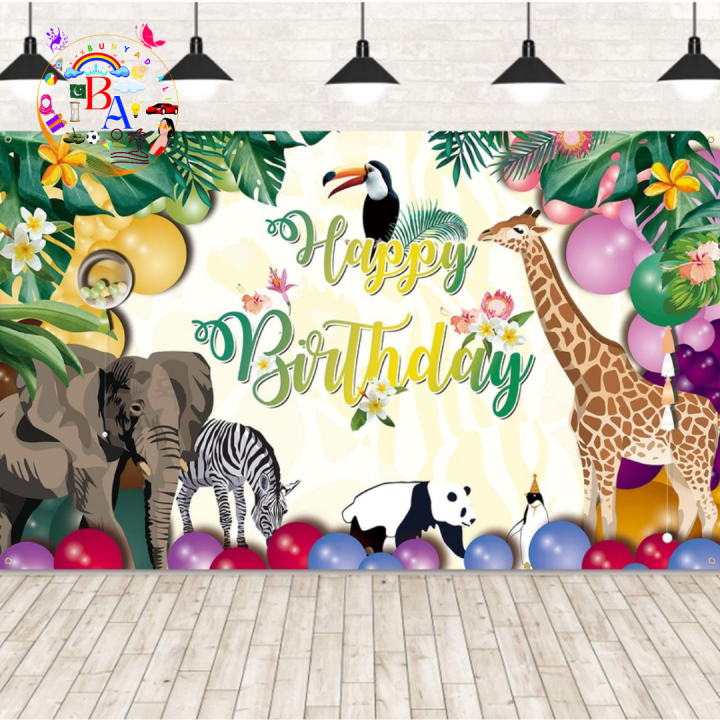 JUNGLE Fancy Backdrop  JUNGLE Theme Fancy Panaflex ANIMAL Birthday Party Banner Code 11