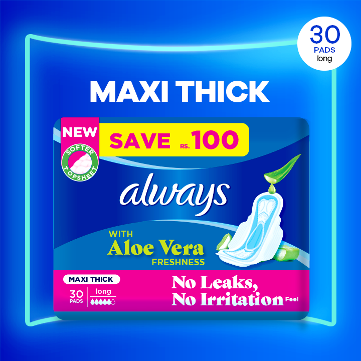 Always Thicks Sanitary Pads Long Trio Pack 30 Count