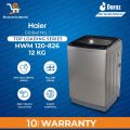 Haier Washing Machine  Fully Automatic | Model HWM 120-826 | Top Load  Washing Machine| | 12 KG Washing Capacity | Fuzzy Logic | Pillow Drum | 10 Years Warranty With Free installation. 