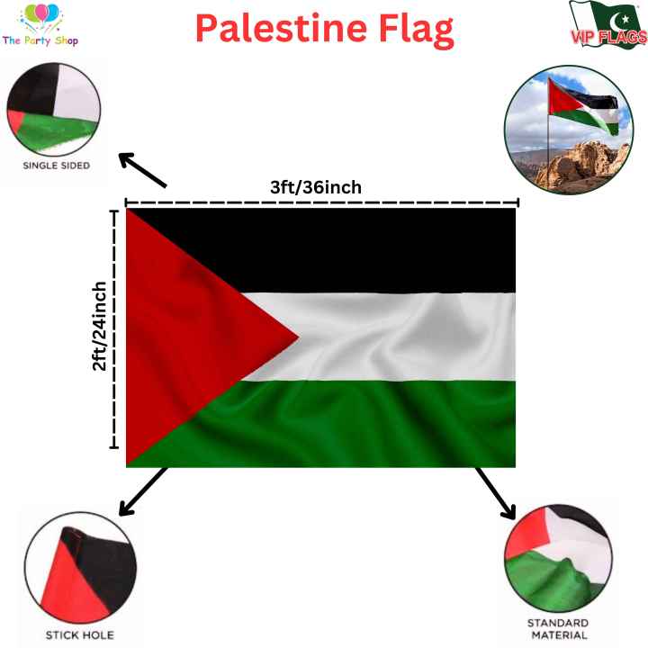 Palestine Flag Digital Sublimation Printed Size: 2x3 ft approx