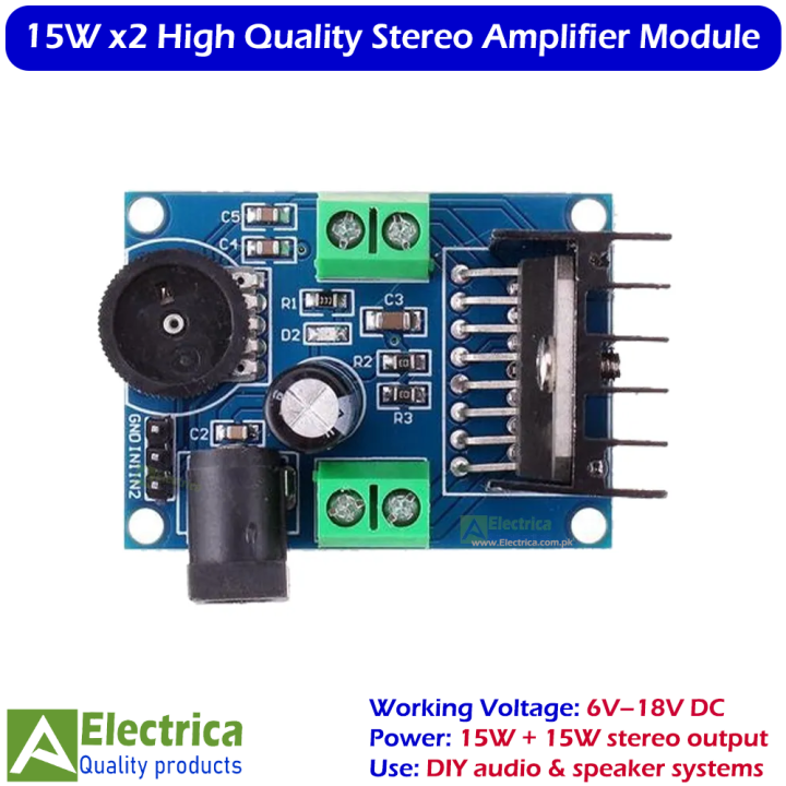 TDA7297 15W+15W Stereo Audio Amplifier Board 6V–18V Dual Channel Power Amplifier Module High Quality by Electrica