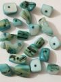Mix Synthetic Stone Sea Green Beads Of Mix Sizes And Shapes. 60 to 40gms Beads, Aesthetic Beads For DIY Jewelry Making, Jewelry, Dress Accessories, Crafts, and Home Décor. 