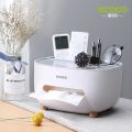 tissue box cover holder with storage, napkin tissue box, multi-function tissue box abs material storage organizer caddy for bathroom, bedroom and office, grey white. 