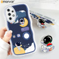 AMORVOR for Samsung Galaxy A23 Back Cover (With Free Holder) Astronaut Soft Wavy Phone Case Camera Protection Transparent TPU Soft Cover. 