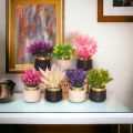 Artificial Flower 7 Piece Set Desktop Fake Plants Table Plastic Vase Fake Flower Wedding Christmas Decoration for Home Gift. 