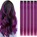 5pcs Purple Clip in Hair Extensions. 