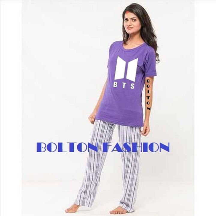 BTS Cotton Night Suit for Women and Girls with Random Pajama