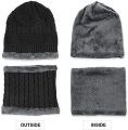 1 Pair Lined Beanie Cap Hat with Neck Warmer Set for Men & Women Snow Proof Inside Furr Wool Unisex Knit for Men & Women Winter Hat Scarf for Men Knit Warm Men's Hats & Caps - Free Size (Brown, Black, Purple, Navy Blue, Camel). 