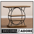Decore To Adore Customize One Piece Wide Brown Wood 2-Shelf Console Table, Contemporary Farmhouse Decor With This Two-Shelf Wood. 