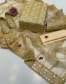 5 Piece Wedding wear Bridal Fancy unstitched Dress for Girls (Khaki). 