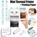 Portable Printer, Mini Pocket Wireless Bluetooth Thermal Printer with 1 Roll Printing Paper for Android iOS Smartphones, Work Study Photo Label Notes Memo Picture Inkless Printing (Blue). 