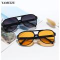 YAMEIZE Retro Pilot Sunglasses Women Men's Glasses Vintage Oversized Male Eyeglasses Yellow Lens Driving Oculos De Sol Masculino. 