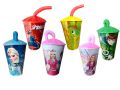 Pack of 03 Attractive Colorful - Tumbler With Straw - Glass for Water - Kids Water Glass - Juice Glass With Straw For Kids -  Reusable water glass for kids - Different Designs/Cartoon Characters Glass for Boys and Girls. 