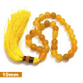 Yellow Color Aqeeq Stone Tasbeeh 33 Beads  (Size 8MM 10MM 12MM 14MM) - Fancy Men and women Choice Color Tasbih (Agates) muslim Agate zikr prayer Tasbeeh - handmade Rosary 12mm tasbi counter Stress Relaxation. 