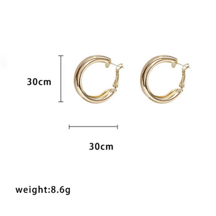 1pair%20Trendy%20Simple%20Silver%20Color%20Hoop%20Earrings%20For%20Women%20Girl%20Gold%20Circle%20MJ%20-%20Image%205