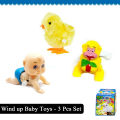 3 Pcs Set - Wind Up Mini Baby Toys - Windup Toy For Toddlers Kids Boys Babies and Girls - Chick Monkey. 