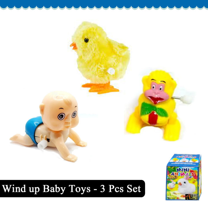 3 Pcs Set - Wind Up Mini Baby Toys - Windup Toy For Toddlers Kids Boys Babies and Girls - Chick Monkey