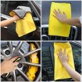 MICRO FIBER CLOTH DOUBLE SIDE  IMPORTED TOWEL - YELLOW AND GREY 40*40 cm. 