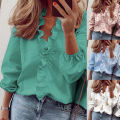 Elegant Top Pure Colors Beautiful Flower Print Women Shirt. 