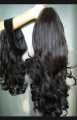 Full head hair extensions with separate front bangs-natural black. 