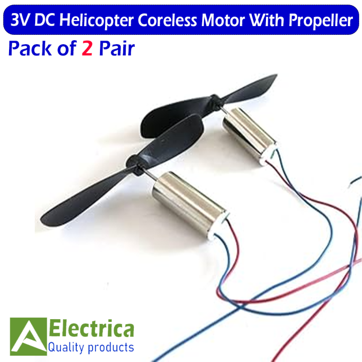 2 pair Micro 3V DC Helicopter Coreless Motor With Propeller by electrica (2 moter & 2 Propeller )