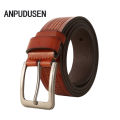 OIMG 4X120Cm Men'S Business Belt New Alloy Pin Buckle Pants Belt Anpudusen Pu Bar Belt. 