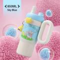 Imported 850ml 304 Stainless Steel Large Capacity Tumbler with Handle Large Ice Cup Gradient Cup with Straw for Girls and School Kids Gym and Office Use Large Tumbler for Girls Tumbler for Kids. 