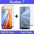Realme 7 Full Black 9D|5D|6D|10D|11D|21D Tempered Glass Screen Protector Full Glue Edge To Edge + Back Matte Protector Soft Skin Sheet Soft Film Protection For Realme 7. 