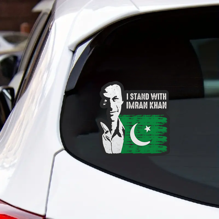 I Stand with Imran Khan Car Sticker, Very Easy to Paste, Peel and Stick, HD Printed Vinyl Sticker Waterproof , Car decoration, Car Stickers, Laptop Sticker,Bike Sticker, Car Accessories, Scratch Protection Sticker by Sticker Saloon