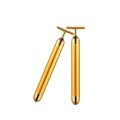 24K Gold Roller Vibrating Facial Massager Slimming Facial Skin Beauty Bar Pulse Firming Face Massage Lift Tightening Wrinkle Bar. 