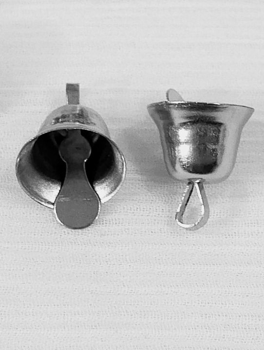 30Pcs Tiny Silver Bell Charms for Craft, Jewelry Making, Dress Designing, Home Decor – 15mm Miniature Bell with Loop