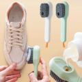 Multi-purpose shoe brush soft bristle automatic liquid long handle cleaning brush clothes board brush household cleaning tools. 