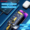 10000mAh / 20000mAh Large Capacity Power Bank  22.5W/PD20W Portable Fast Charging USB C PD External Battery Transparent Lanyard For iPhone 14 Xiaomi with LED Light [ White and Black ]. 