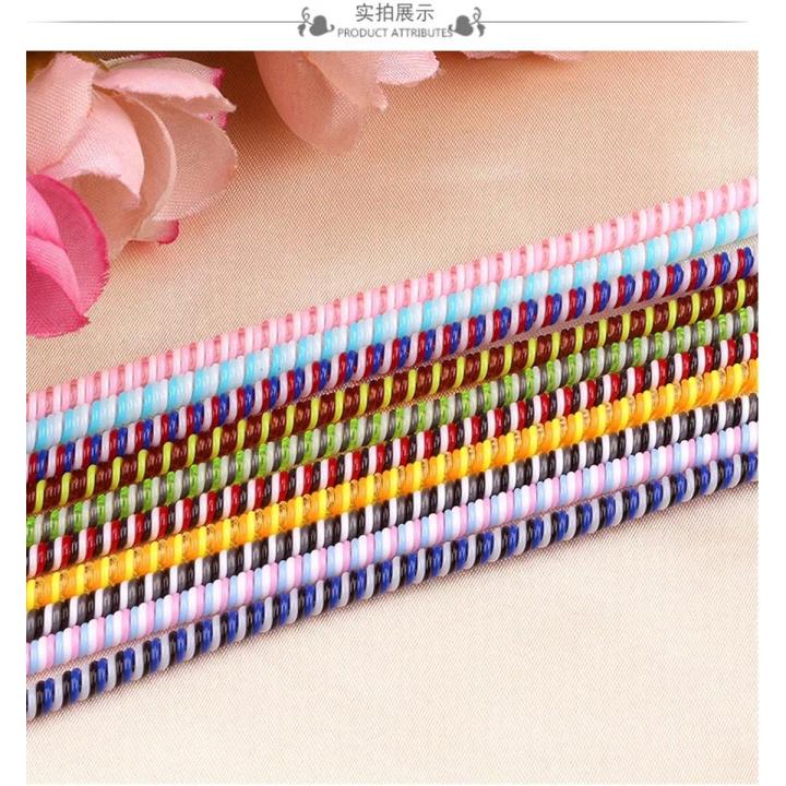 Cable Protector Three Colors TPU spiral USB Charger cable cord protector wrap cable winder organizer, Hair ring