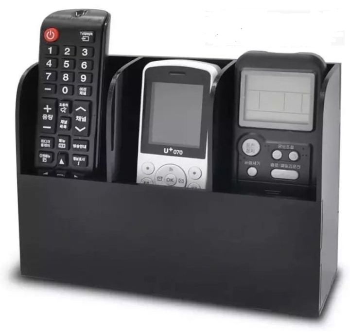 Wall%20Mount%20Remote%20Control%20Holder%20Clear%20Acrylic%20Media%20Organizer%20Storage%20Box%20Coffee%20Table%20and%20Nightstand%20Convenient%20Remote%20Control%20Caddy%20%E2%80%A6%20(One/Two/Three%20Compartments%20Black)%20-%20Image%204