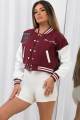 Contrast Sleeve Varsity Bomber Jacket Crop Fit Fashion Outerwear for Women and Teens. 