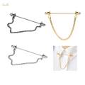 Fashion Mens Shirt Collar Bar Pin with Chain Suit Decor Necktie Tie Clips Badges Brooch Pin Collar. 