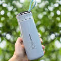 NICE 400ml Water Bottles Glass and Plastic | Double Wall Vacuum Insulation Hot & Cold Thermos Flask | Easy to Carry Travel Water Bottles. 