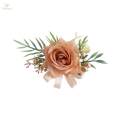Hand Flower Brooch Pin with Rose Bud for Bridesmaid Party Groom Groomsmen Brooch. 