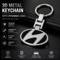 3D Metal Keychain With Hyundai Logo For Vehicals - Black -. 