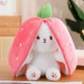 Kawaii Fruit Transfigured Bunny Plush Toy Cute Carrot Strawberry Turn Into Rabbit Plush Toy Kids Birthday Christmas Gift. 