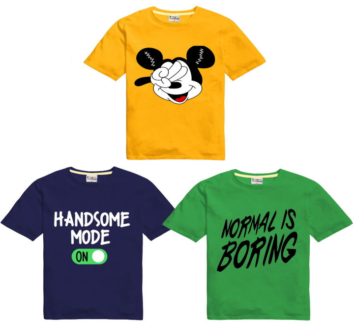 Pack Of 3 Printed Cotton Jersey T-shirts For Kids