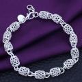 Women\'s 925 Sterling Silver Hollow Chain Bracelet Charm Wrist Bangle Clasp Gift. 