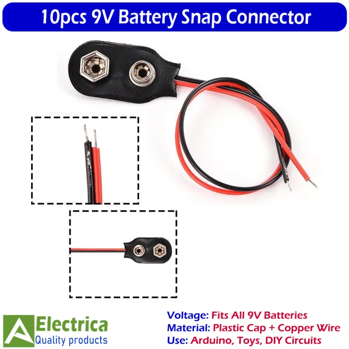 10Pcs%209V%20Battery%20Snap%20Connector%20Cap%20with%20Wire%20Leads%20Durable%20Clip%20for%20Arduino%20Boards,%20DIY%20Circuits,%20LED%20Projects,%20Toys,%20and%20Electronic%20Prototyping%20by%20Electrica%20-%20Image%203