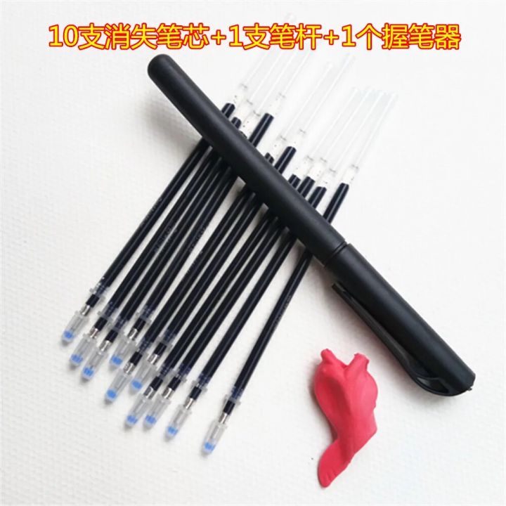 Disappear Ink Magic Joke Ball Pen Invisible Slowly Within One Hour Fading Ball Pens + 10 Pcs Refill Pen Holder Kids Calligraphy Straggle Steipos