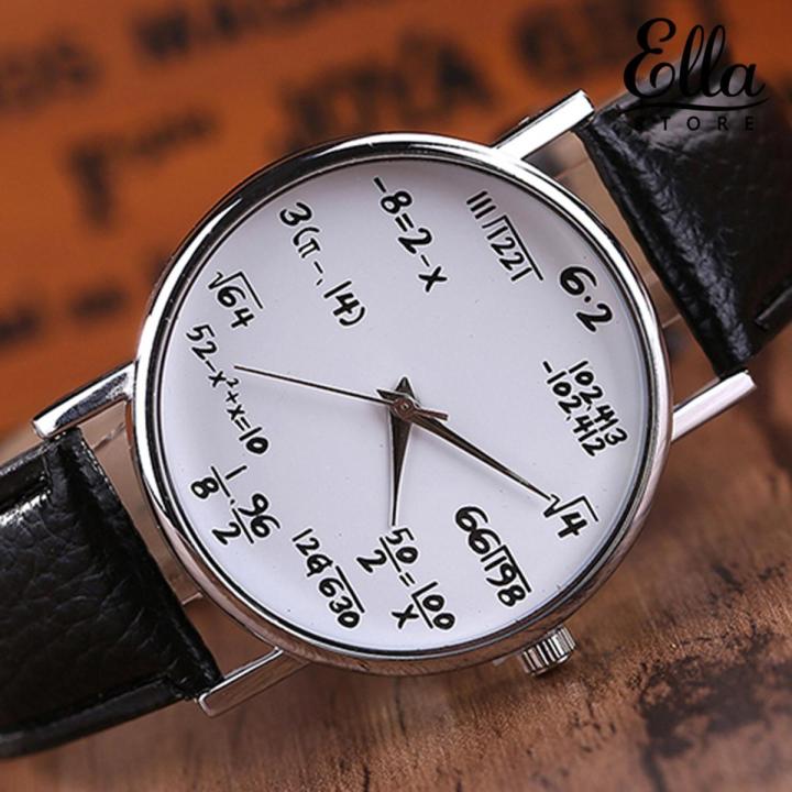 【WW1】 Watch Women\'s Men\'s Math Formula Dial Leather Wrist