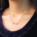 Paper Clip Safety Pin Pendent Necklace For Women Tiny Multicolor Cubic Zirconia Style Necklaces Choker Charm Jewelry. 