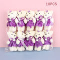 10Pcs 12cm Bear Flower Bouquet Toy Cartoon Doll Teddy Bear Bouquet Graduation Birthday Wedding Gifts Party Decor-Angelia. 