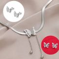 Trendy Korean Minimalist Butterfly Choker Necklace Locket Luxury Jewelry For Women with Snake Bone Chain, Adjustable Shiny Chain Stainless Steel Necklace, Vintage Butterfly Necklace Aesthetic Charms Choker Jewelry Accessories for Gifts by HACHEM MALL. 